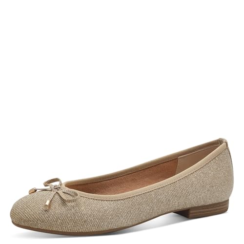 MARCO TOZZI Damen Ballerinas mit Schleife Vegan, Gold (Platinum), 37 EU von MARCO TOZZI
