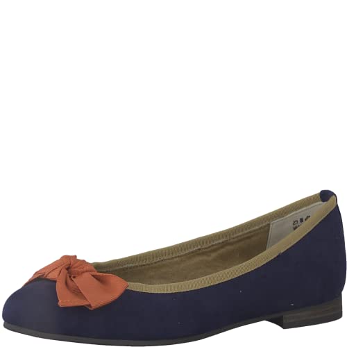 MARCO TOZZI Damen Ballerinas mit Schleife Vegan, Mehrfarbig (Navy Multi), 42 EU von MARCO TOZZI