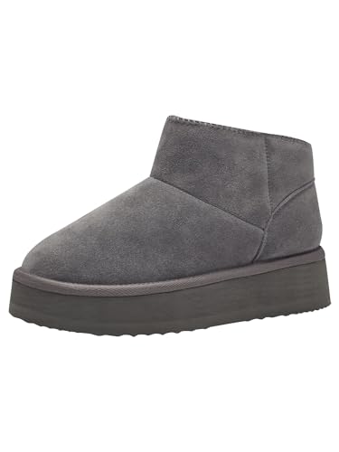 MARCO TOZZI Damen Boots aus Leder mit Plateau, Grau (Dk.Grey), 38 EU von MARCO TOZZI