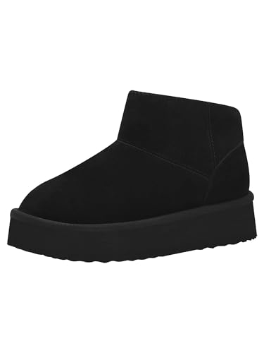 MARCO TOZZI Damen Boots aus Leder mit Plateau, Schwarz (Black), 39 EU von MARCO TOZZI