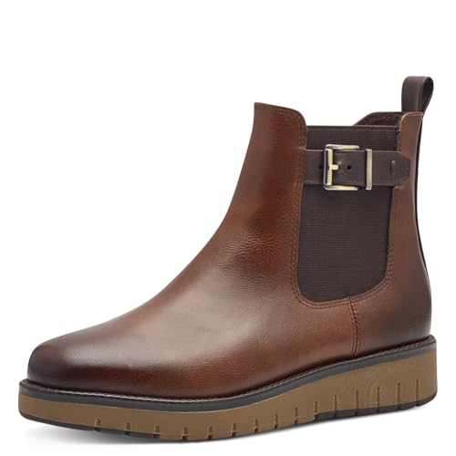 MARCO TOZZI Damen Chelsea Boots Flach mit Reißverschluss, Braun (Chestnut Comb), 42 EU von MARCO TOZZI