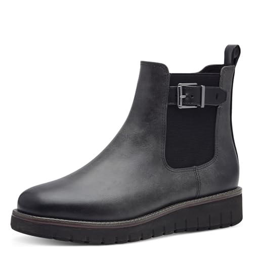 MARCO TOZZI Damen Chelsea Boots Flach mit Reißverschluss, Grau (Dk.Grey Comb), 41 EU von MARCO TOZZI