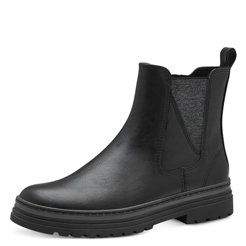 MARCO TOZZI Damen Chelsea Boots Flach mit Reißverschluss, Schwarz (Black), 36 EU von MARCO TOZZI