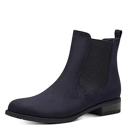 MARCO TOZZI Damen Chelsea Boots Flach zum Schlupfen, Blau (Dk.Navy), 42 EU von MARCO TOZZI