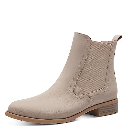 MARCO TOZZI Damen Chelsea Boots Flach zum Schlupfen, Braun (Taupe), 40 EU von MARCO TOZZI