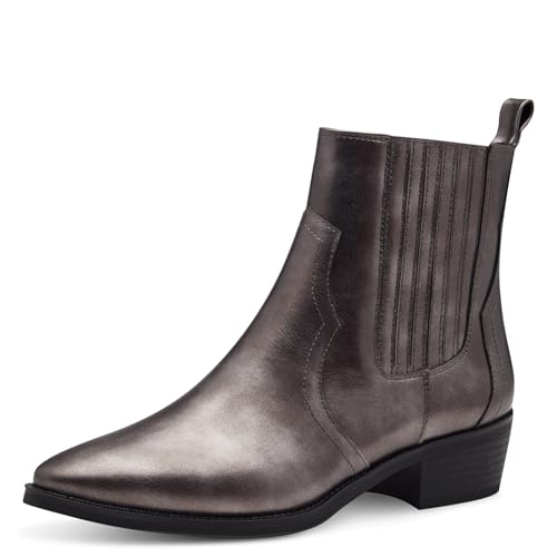 MARCO TOZZI Damen Chelsea Boots Spitz mit Reißverschluss, Silber (Pewter), 40 EU von MARCO TOZZI