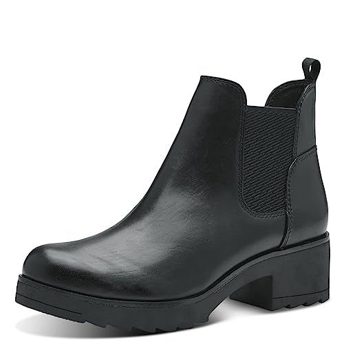 MARCO TOZZI Damen Chelsea Boots Vegan mit Blockabsatz, Schwarz (Black), 37 EU von MARCO TOZZI