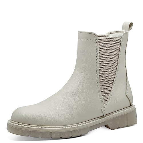 MARCO TOZZI Damen Chelsea Boots aus Kunstleder Flach, Beige (Cream), 38 von MARCO TOZZI