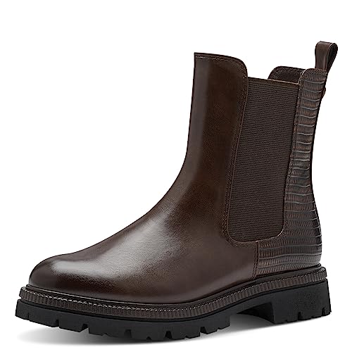 MARCO TOZZI Damen Chelsea Boots aus Kunstleder Flach, Braun (Cafe Comb), 38 von MARCO TOZZI