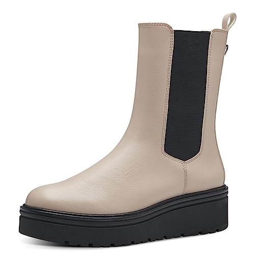 MARCO TOZZI Damen Chelsea Boots aus Kunstleder Plateau, Beige (Ivory Comb.), 38 von MARCO TOZZI