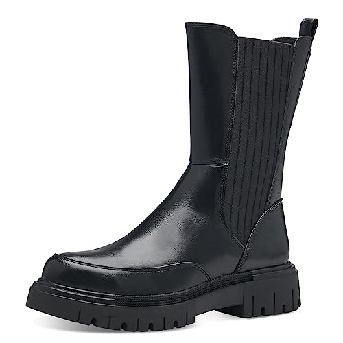 MARCO TOZZI Damen Chelsea Boots aus Kunstleder Plateau, Schwarz (Black), 40 von MARCO TOZZI