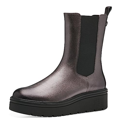 MARCO TOZZI Damen Chelsea Boots aus Kunstleder Plateau, Silber (Pewter), 40 von MARCO TOZZI