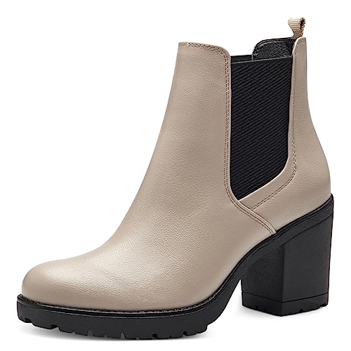 MARCO TOZZI Damen Chelsea Boots aus Kunstleder mit Absatz, Beige (Ivory Comb.), 39 von MARCO TOZZI