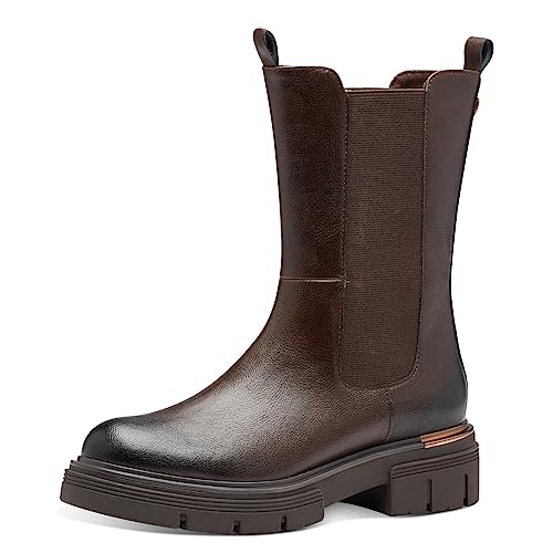 MARCO TOZZI Damen Chelsea Boots aus Kunstleder mit Blockabsatz, Braun (Mocca), 38 von MARCO TOZZI