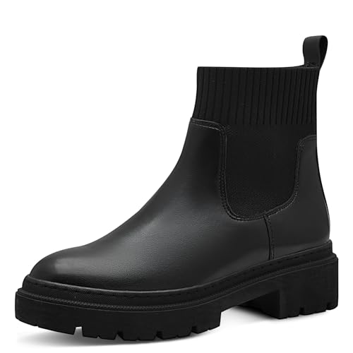 MARCO TOZZI Damen Chelsea Boots aus Kunstleder mit Plateau, Schwarz (Black), 42 EU von MARCO TOZZI