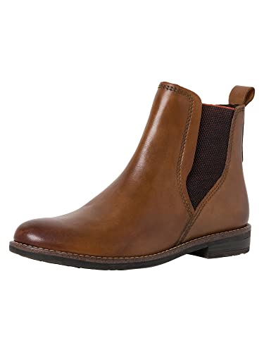 MARCO TOZZI Damen Chelsea Boots aus Leder Flach, Braun (Muscat Antic), 38 von MARCO TOZZI