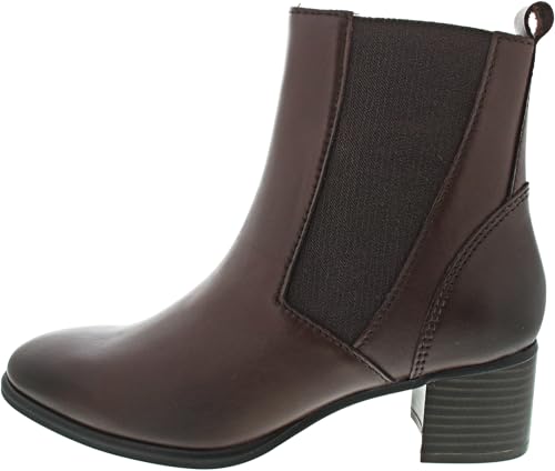 MARCO TOZZI Damen Chelsea Boots aus Leder mit Absatz, Braun (Cafe), 37 von MARCO TOZZI