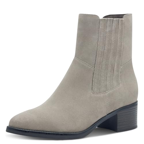 MARCO TOZZI Damen Chelsea Boots aus Leder mit Absatz, Braun (Pepper), 39 EU von MARCO TOZZI