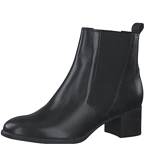 MARCO TOZZI Damen Chelsea Boots aus Leder mit Absatz, Schwarz (Black), 41 von MARCO TOZZI