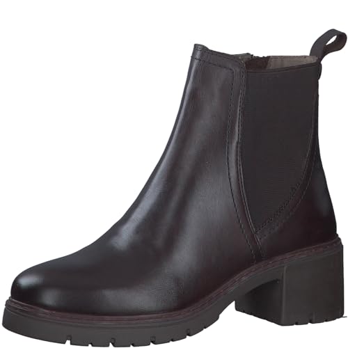 MARCO TOZZI Damen Chelsea Boots aus Leder mit Blockabsatz, Braun (Mocca), 40 EU von MARCO TOZZI
