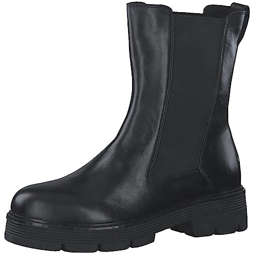 MARCO TOZZI Damen Chelsea Boots aus Leder mit Blockabsatz, Schwarz (Black), 37 von MARCO TOZZI