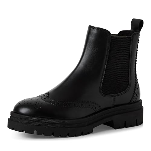 MARCO TOZZI Damen Chelsea Boots aus Leder mit Plateau, Schwarz (Black), 40 EU von MARCO TOZZI