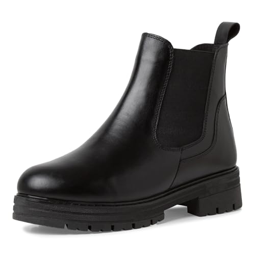 MARCO TOZZI Damen Chelsea Boots aus Leder mit Plateau, Schwarz (Black), 41 EU von MARCO TOZZI