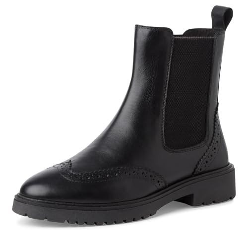 MARCO TOZZI Damen Chelsea Boots aus Leder mit Reißverschluss, Schwarz (Black), 40 EU von MARCO TOZZI