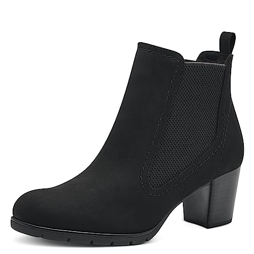 MARCO TOZZI Damen Chelsea Boots mit Absatz zum Schlupfen, Schwarz (Black), 37 EU von MARCO TOZZI
