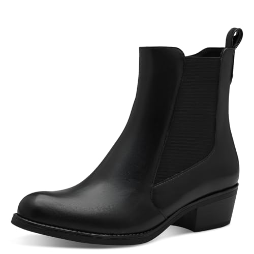MARCO TOZZI Damen Chelsea Boots mit Blockabsatz mit Reißverschluss, Schwarz (Black), 41 EU von MARCO TOZZI