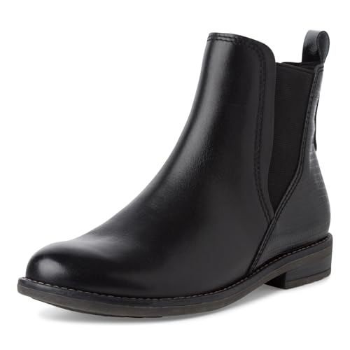 MARCO TOZZI Damen Chelsea Boots mit Lederanteil zum Schlupfen, Schwarz (Black Comb), 39 EU von MARCO TOZZI