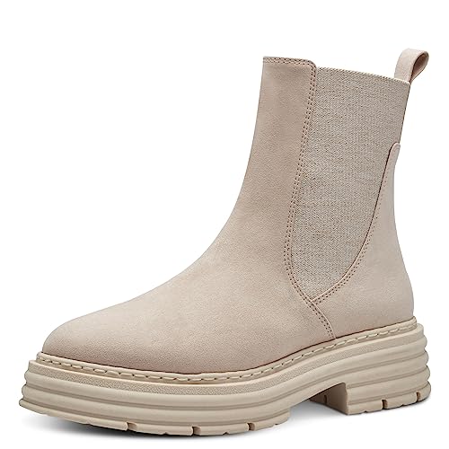 MARCO TOZZI Damen Chelsea Boots zum Reinschlüpfen Plateau, Beige (Sand), 39 von MARCO TOZZI