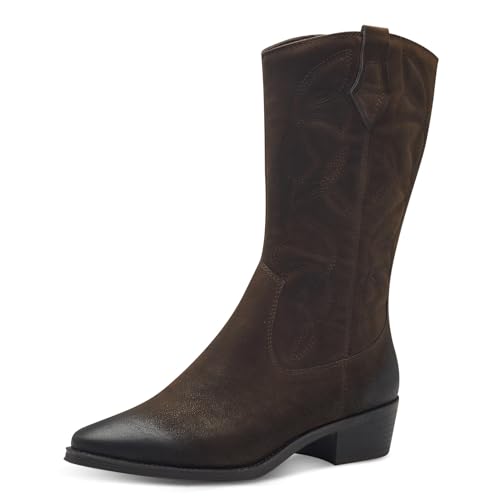 MARCO TOZZI Damen Hohe Stiefel mit Absatz Cowboy Spitz, Braun (Cafe), 39 EU von MARCO TOZZI