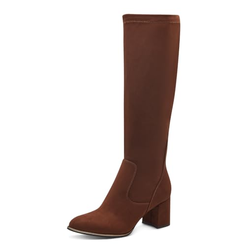 MARCO TOZZI Damen Hohe Stiefel mit Absatz Spitz Elegant, Braun (Cognac), 37 EU von MARCO TOZZI