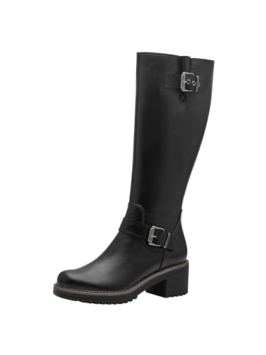 MARCO TOZZI Damen Hohe Stiefel mit Absatz Vegan mit Reißverschluss, Schwarz (Black), 39 EU von MARCO TOZZI