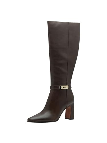 MARCO TOZZI Damen Hohe Stiefel mit Absatz aus Kunstleder Spitz, Braun (Cafe), 41 EU von MARCO TOZZI