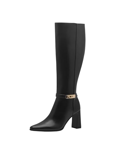 MARCO TOZZI Damen Hohe Stiefel mit Absatz aus Kunstleder Spitz, Schwarz (Black), 37 EU von MARCO TOZZI