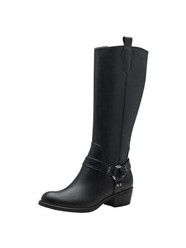 MARCO TOZZI Damen Hohe Stiefel mit Absatz mit Blockabsatz mit Reißverschluss, Schwarz (Black), 37 EU von MARCO TOZZI