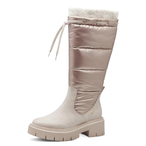 MARCO TOZZI Damen Hohe Stiefel ohne Absatz Kniehoch Winter, Beige (Dune Comb), 42 EU von MARCO TOZZI