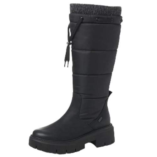MARCO TOZZI Damen Hohe Stiefel ohne Absatz Kniehoch Winter, Schwarz (Black Comb), 41 EU von MARCO TOZZI