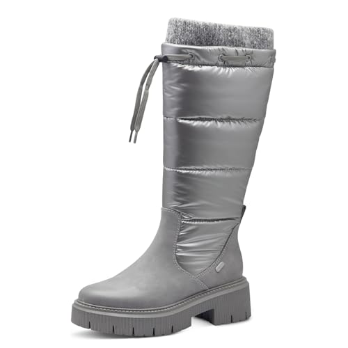 MARCO TOZZI Damen Hohe Stiefel ohne Absatz Kniehoch Winter, Silber (Silver Comb), 39 EU von MARCO TOZZI