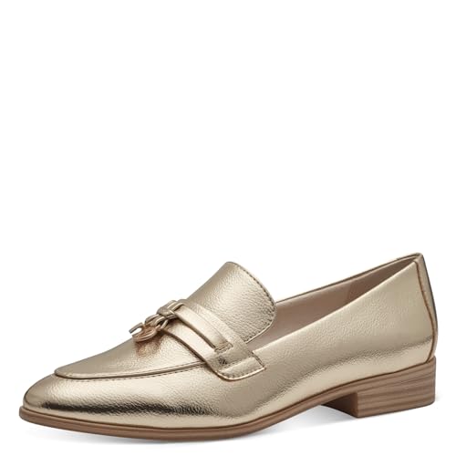 MARCO TOZZI Damen Loafer mit Absatz Elegant Bequem, Beige (Platinum), 41 EU von MARCO TOZZI