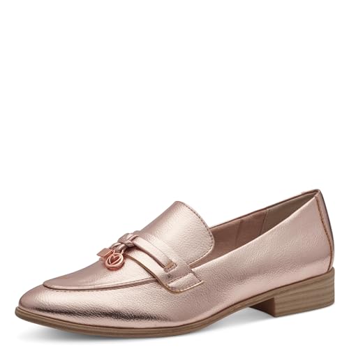 MARCO TOZZI Damen Loafer mit Absatz Elegant Bequem, Metallisch (Rose Metallic), 40 EU von MARCO TOZZI