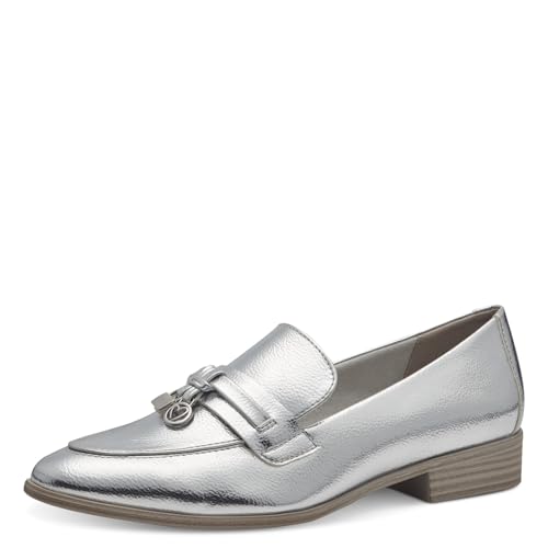 MARCO TOZZI Damen Loafer mit Absatz Elegant Bequem, Silber (Silber), 37 EU von MARCO TOZZI