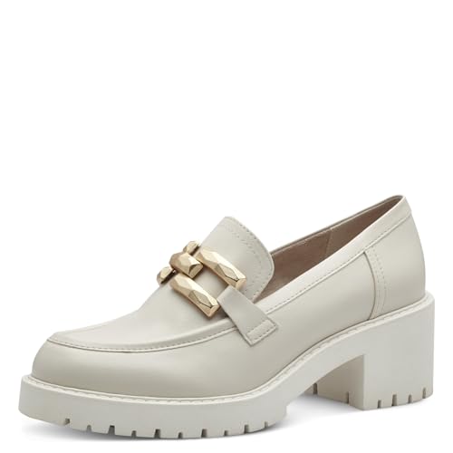 MARCO TOZZI Damen Loafer mit Absatz Elegant Vegan, Beige (Cream), 42 EU von MARCO TOZZI
