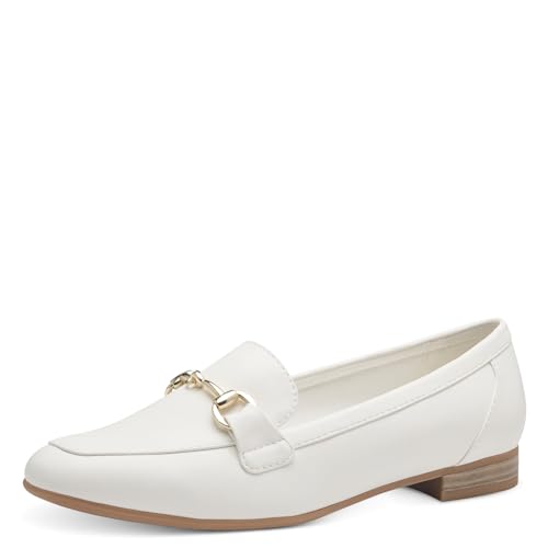 MARCO TOZZI Damen Loafer mit Absatz Elegant Vegan, Mehrfarbig (White Gold), 37 EU von MARCO TOZZI