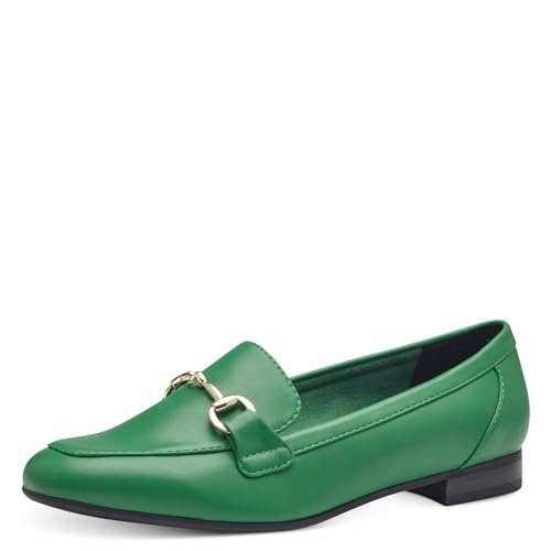 MARCO TOZZI Damen Loafer mit Absatz Elegant Vegan, Metallisch (Grün), 39 EU von MARCO TOZZI