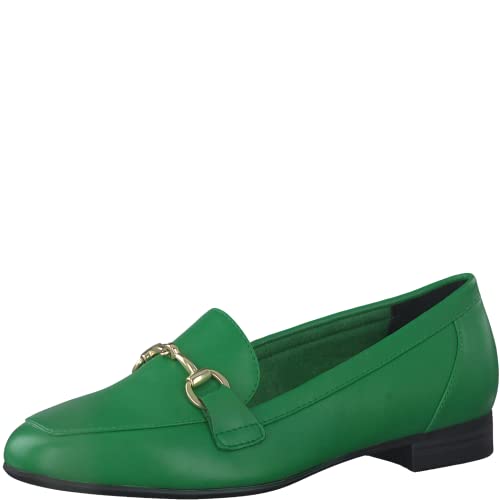 MARCO TOZZI Damen Loafer mit Absatz Elegant Vegan, Metallisch (Grün), 40 EU von MARCO TOZZI