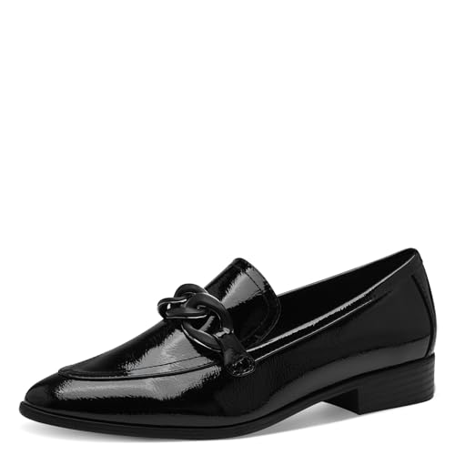 MARCO TOZZI Damen Loafer mit Absatz Lack Elegant, Schwarz (Black Patent), 41 EU von MARCO TOZZI