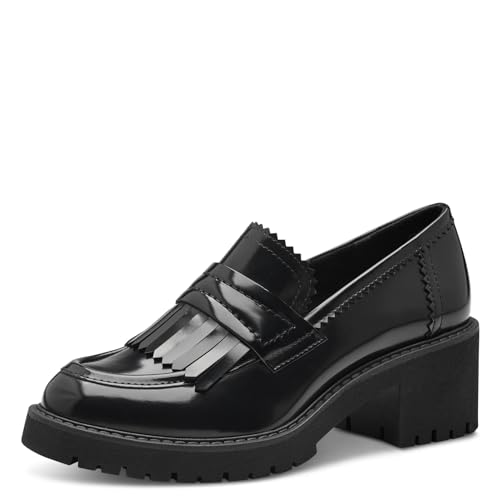 MARCO TOZZI Damen Loafer mit Absatz Vegan mit Blockabsatz, Schwarz (Black Brush), 40 EU von MARCO TOZZI